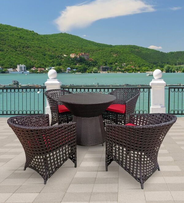 Alex Outdoor Patio Seating Set 4 Chairs and 1 Table Set (Brown)