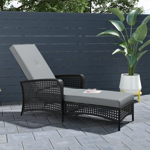 Atto Outdoor Swimming Poolside Lounger (Black)
