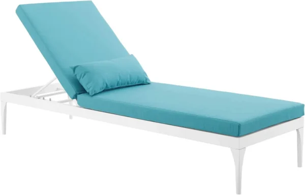 Clay Outdoor Swimming Poolside Lounger (White + Sky Blue )