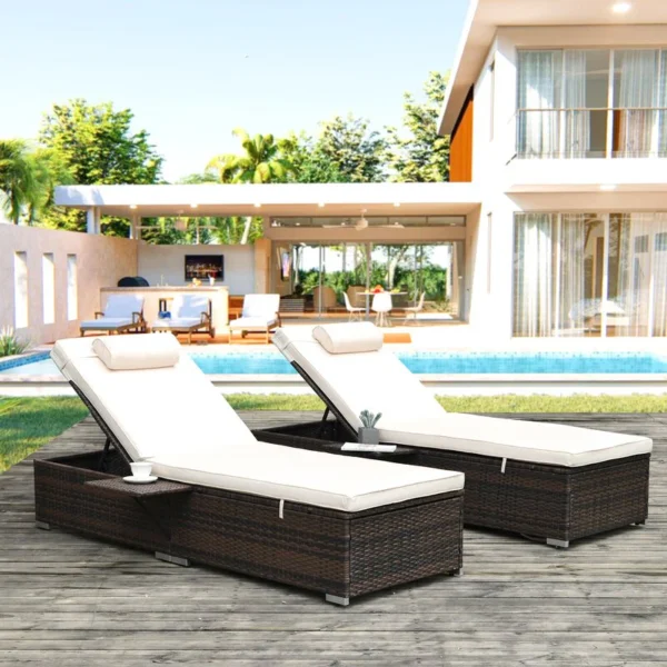 Drift Outdoor Swimming Poolside Lounger Set of 2 (Brown)