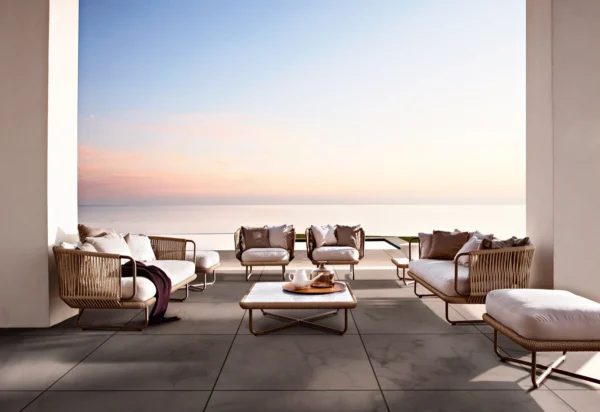 Hancy Outdoor Sofa Set 6 Seater , 2 Ottoman and 1 Center Table + 1 side table Set (Tan + Beige) Braided & Rope