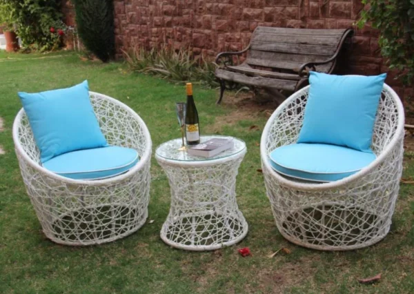 Rockstar Outdoor Patio Seating Set 2 Chairs and 1 Table Set (White)