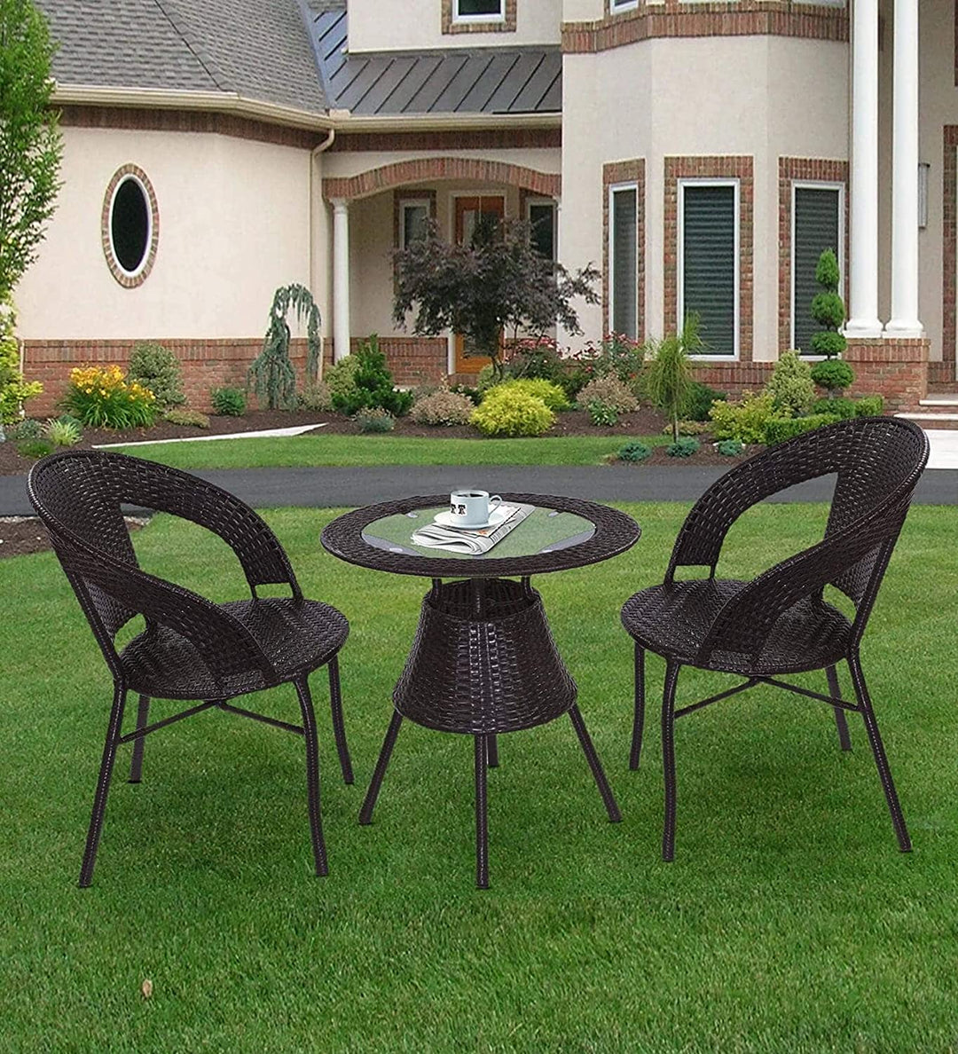 Gem Outdoor Patio Seating Set 2 Chairs and 1 Table Set (Brown)