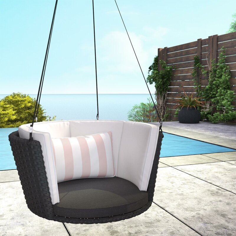 Leone Single Seater Hanging Swing Without Stand For Balcony , Garden Swing (Black)