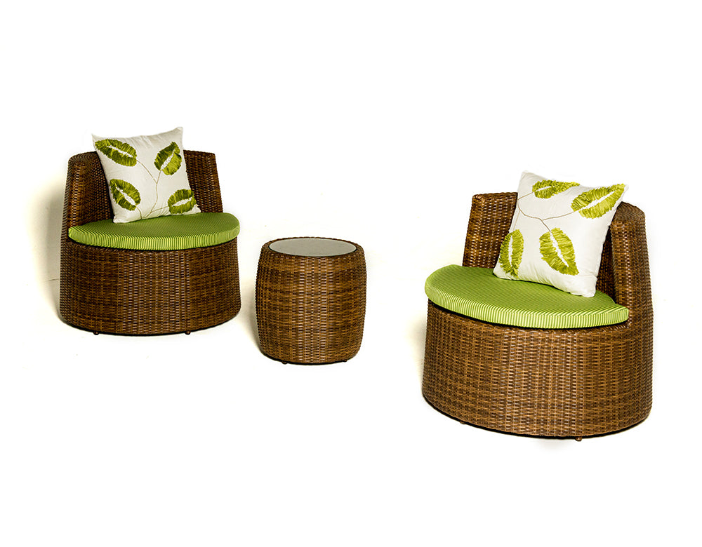 Leonora Outdoor Patio Sofa Set 2 Single Seater and 1 Table (Brown)