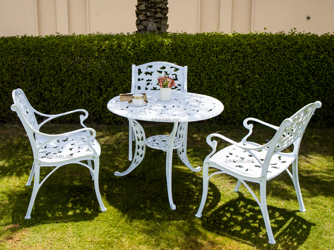 Rahel Cast Aluminium Garden Patio Seating 3 Chair and 1 Table Set